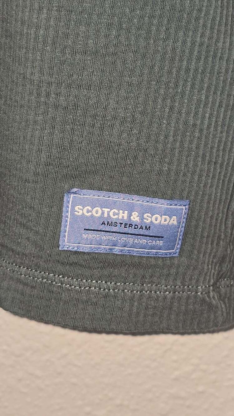 Scotch & Soda Amsterdam Men’s Large Textured T-Shirt Gray Green Crew Neck - Picture 4 of 7
